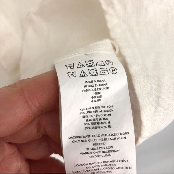 Michael Kors Shirt Mens Medium Classic Fit Linen White Long Sleeve Roll Tab - Picture 8 of 12